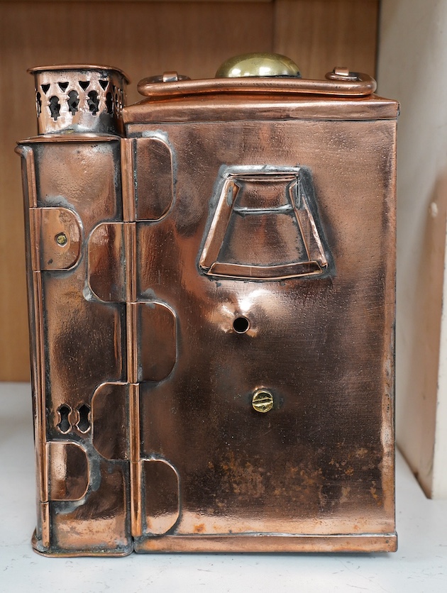 A 19th century copper and brass binnacle compass by F. Dent, London, no.1989, 22cm. Condition - poor to fair